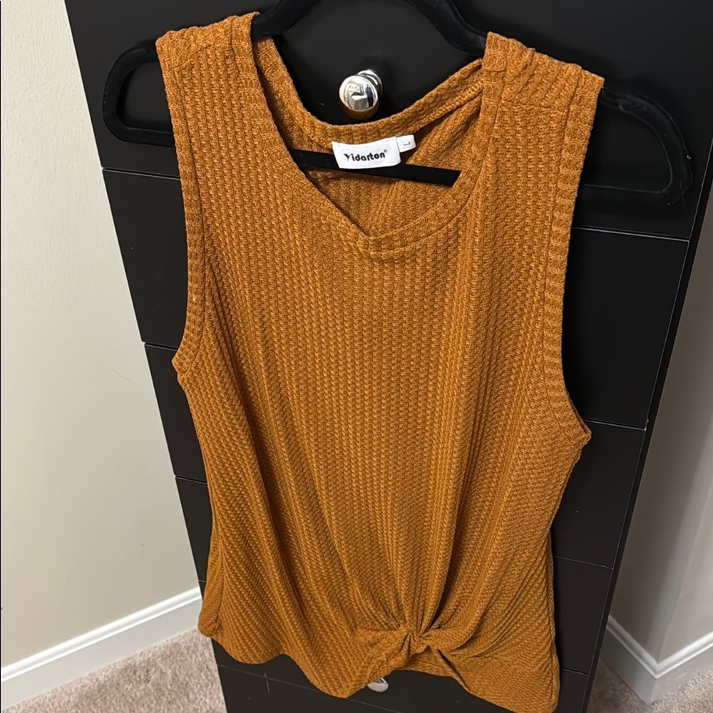 Yidarton Womens Summer Tank Tops Cute Twist Knot Tops Waffle Knit